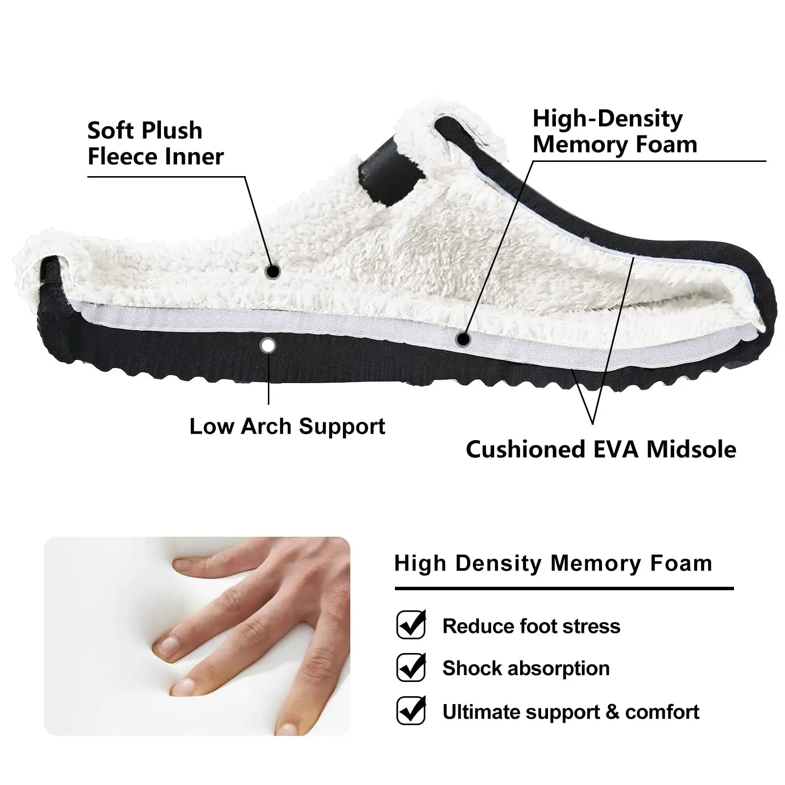 Comwarm Fur Lined Clogs For Women Men Winter Warm Slippers Garden Shoes Waterproof Plush Slippers Couples Home Eva Fuzzy Shoes