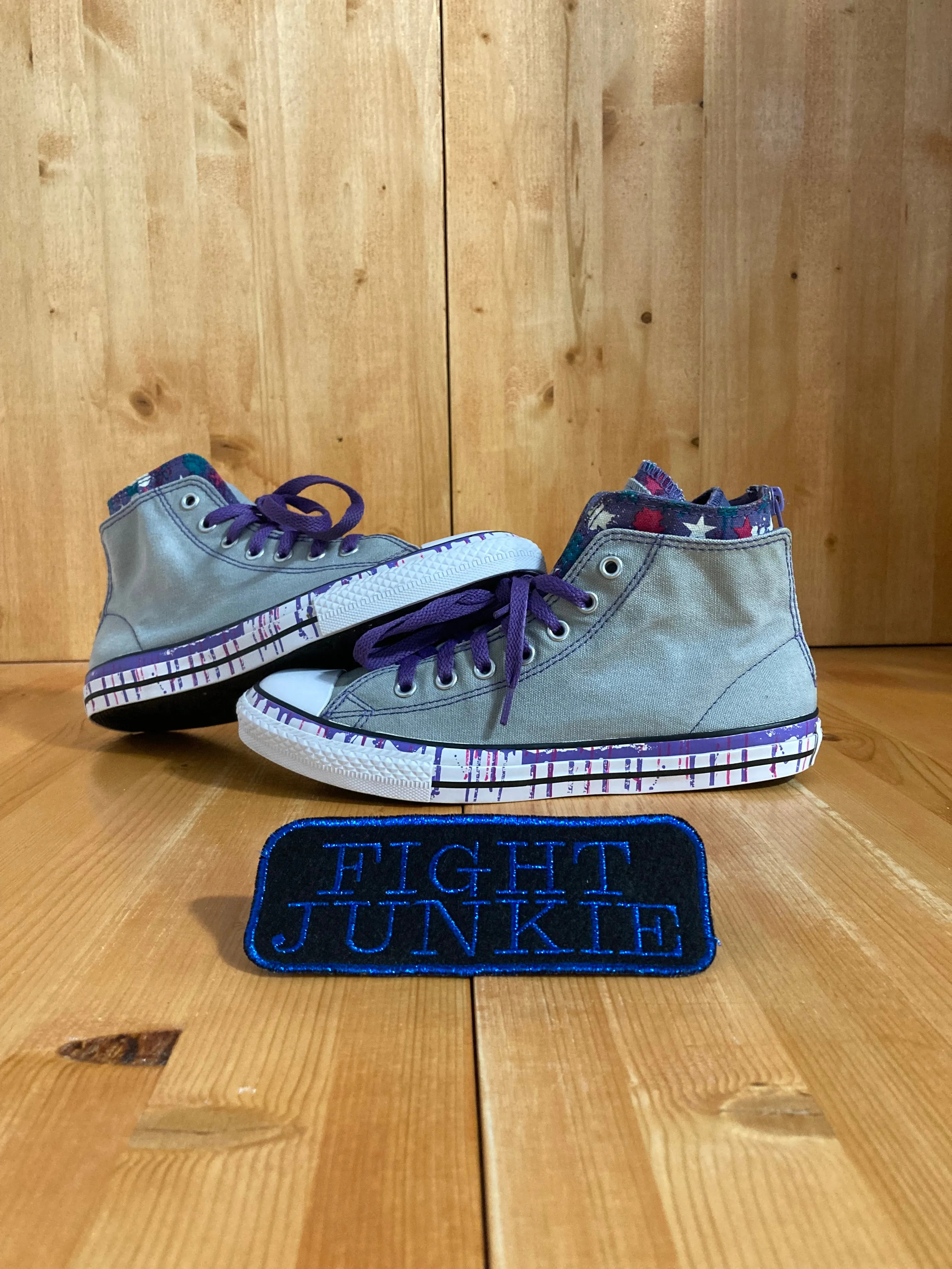 CONVERSE CHUCK TAYLOR ALL STAR LUCKY STONE Youth Size 6 Canvas High Top Shoes Sneakers Gray & Purple 645160F