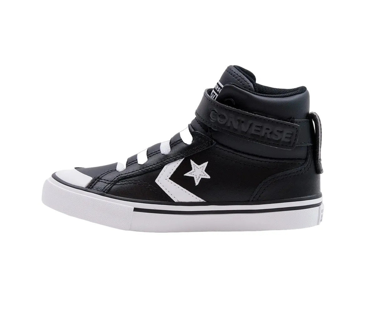 Converse scarpa sneakers alta con laccio elastico e velcro da ragazzo  Pro Blaze A01074C nero-bianco