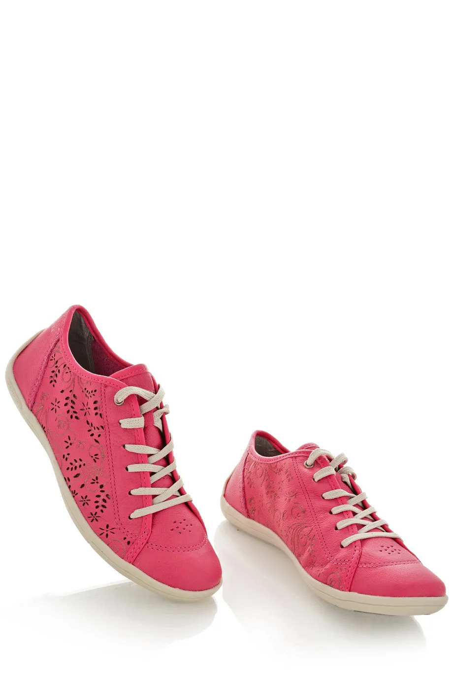 CRAVO & CANELA CINNA Fuchsia Cut-Out Leather Sneakers