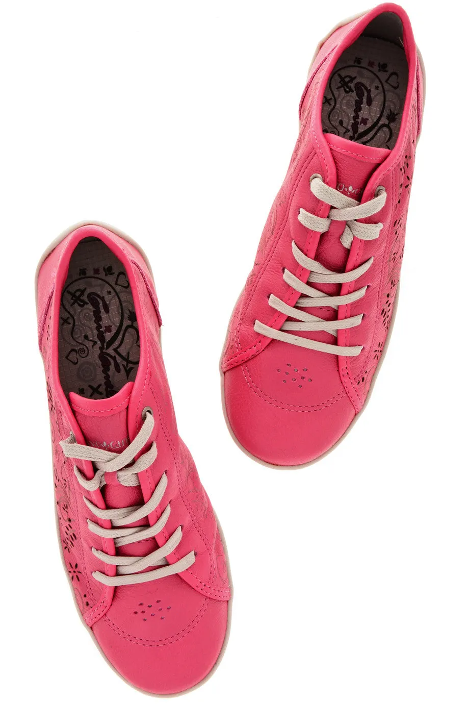 CRAVO & CANELA CINNA Fuchsia Cut-Out Leather Sneakers