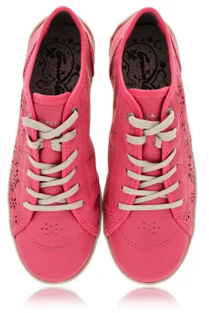 CRAVO & CANELA CINNA Fuchsia Cut-Out Leather Sneakers