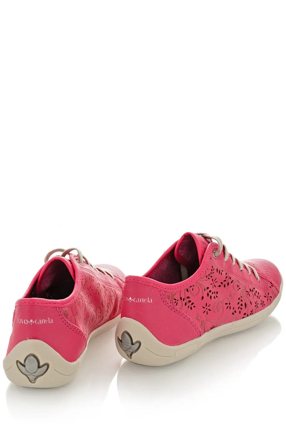 CRAVO & CANELA CINNA Fuchsia Cut-Out Leather Sneakers