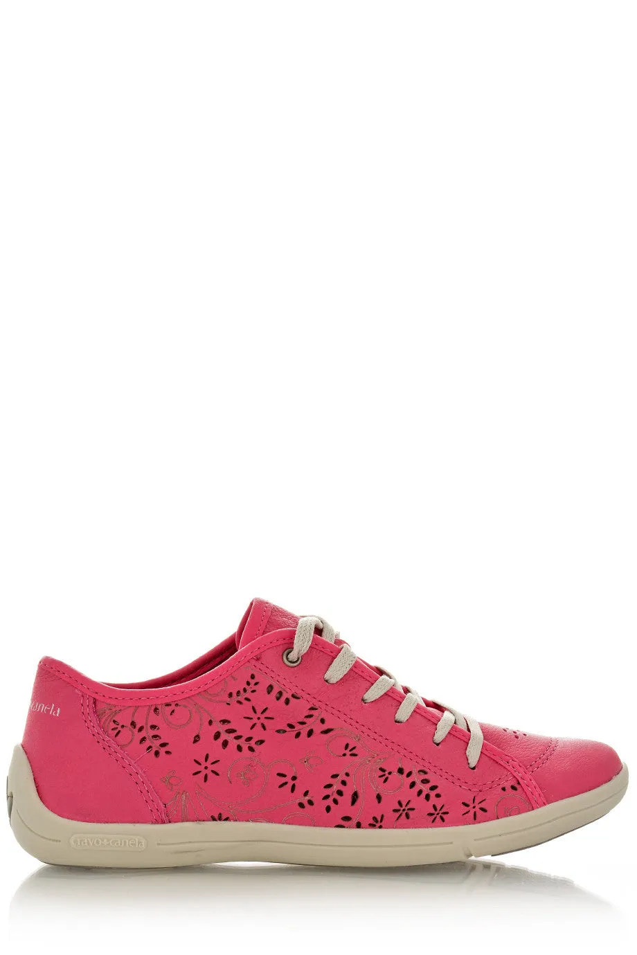 CRAVO & CANELA CINNA Fuchsia Cut-Out Leather Sneakers