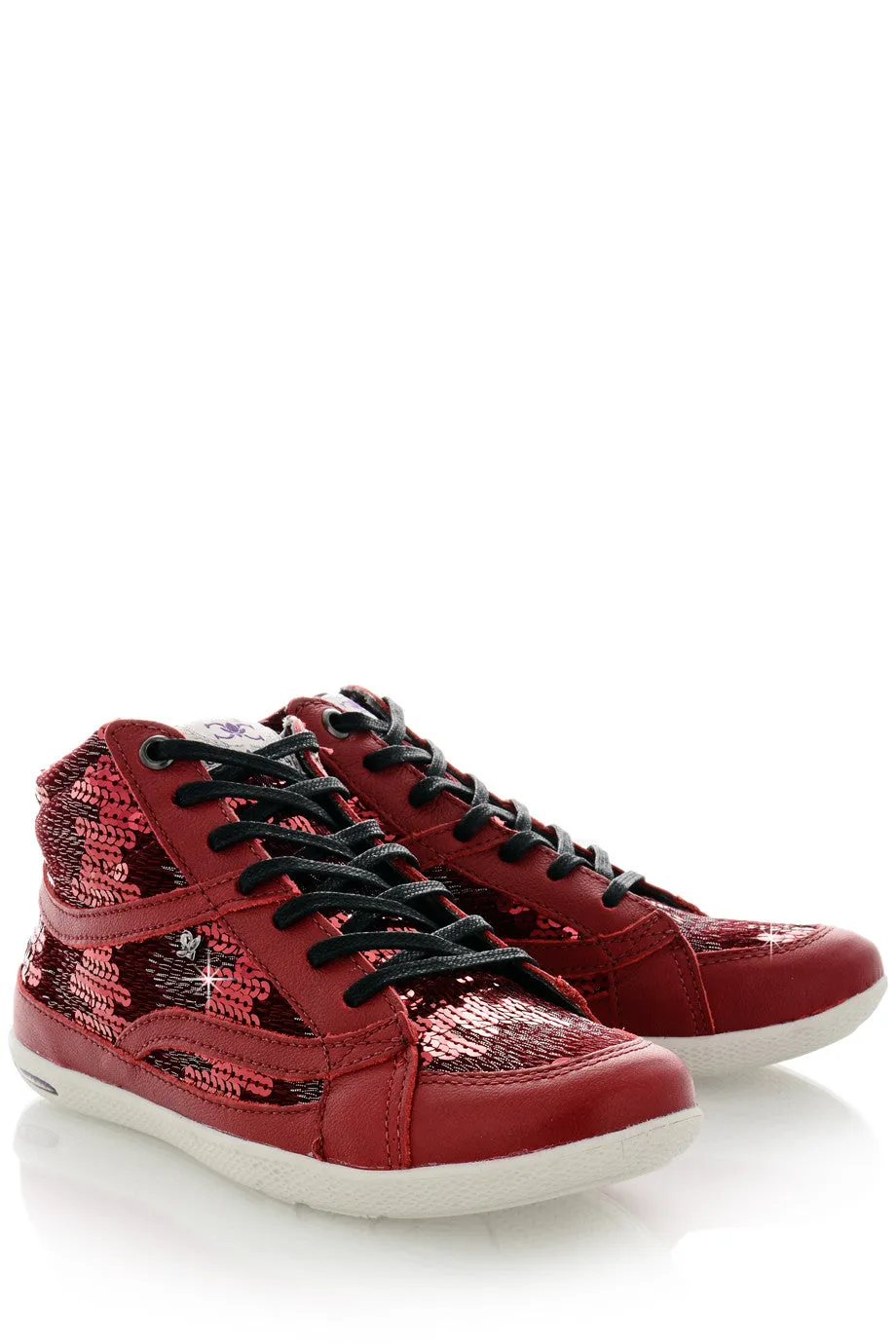 CRAVO & CANELA STARLA Bordeaux Sequin Sneakers