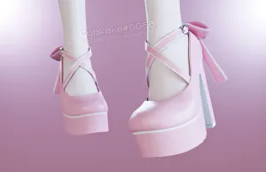 Cute ribbon heel shoes (3D Model Asset)(Commercial license)