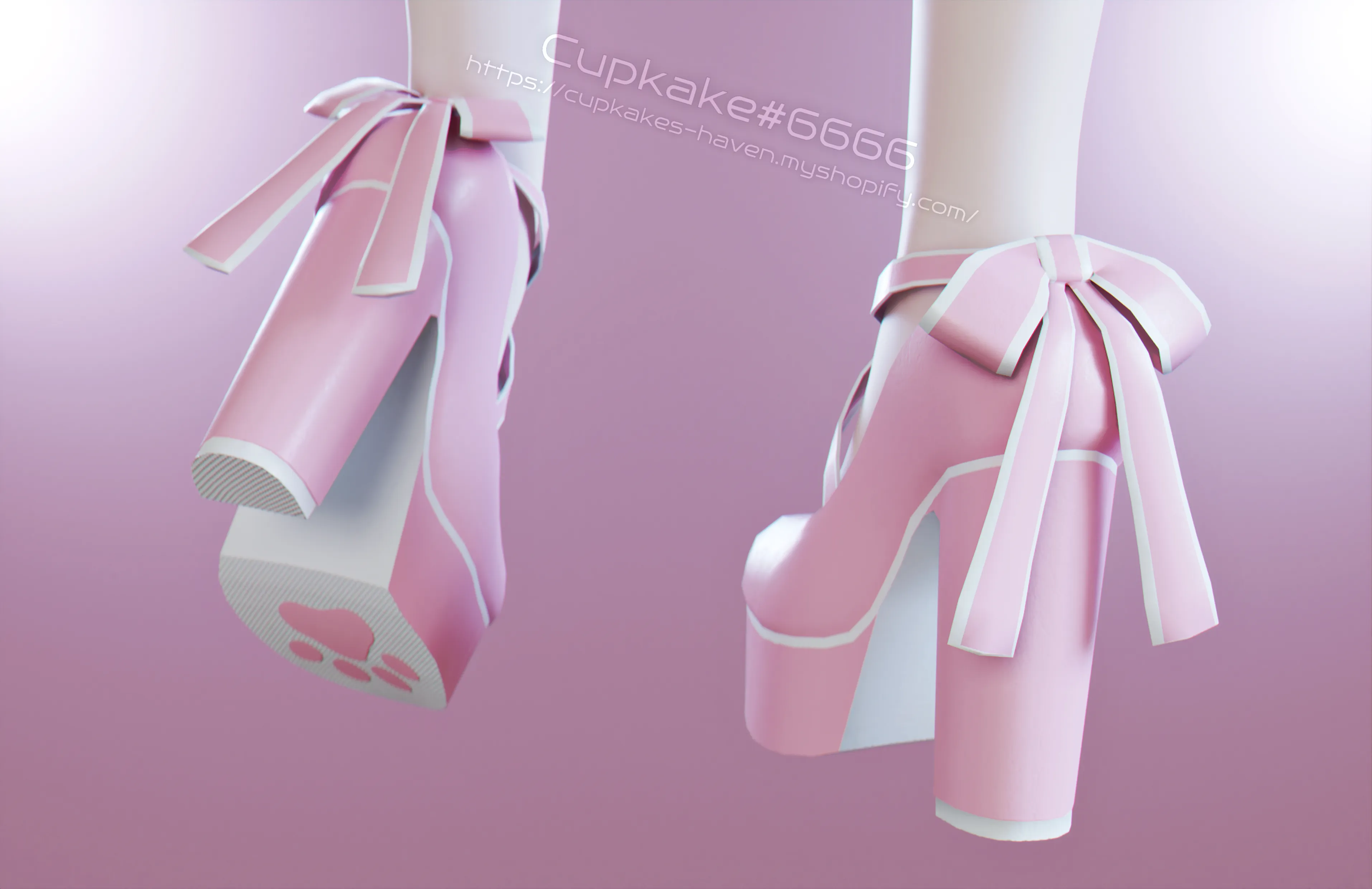 Cute ribbon heel shoes (3D Model Asset)(Commercial license)