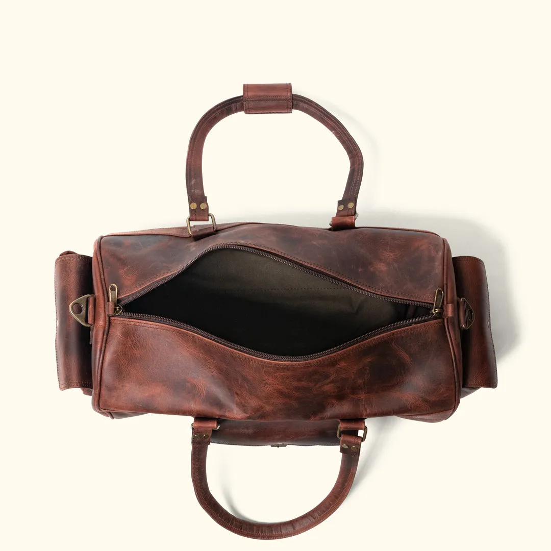 Dazzlo Leather Duffel Bag - Dark Oak - 20"