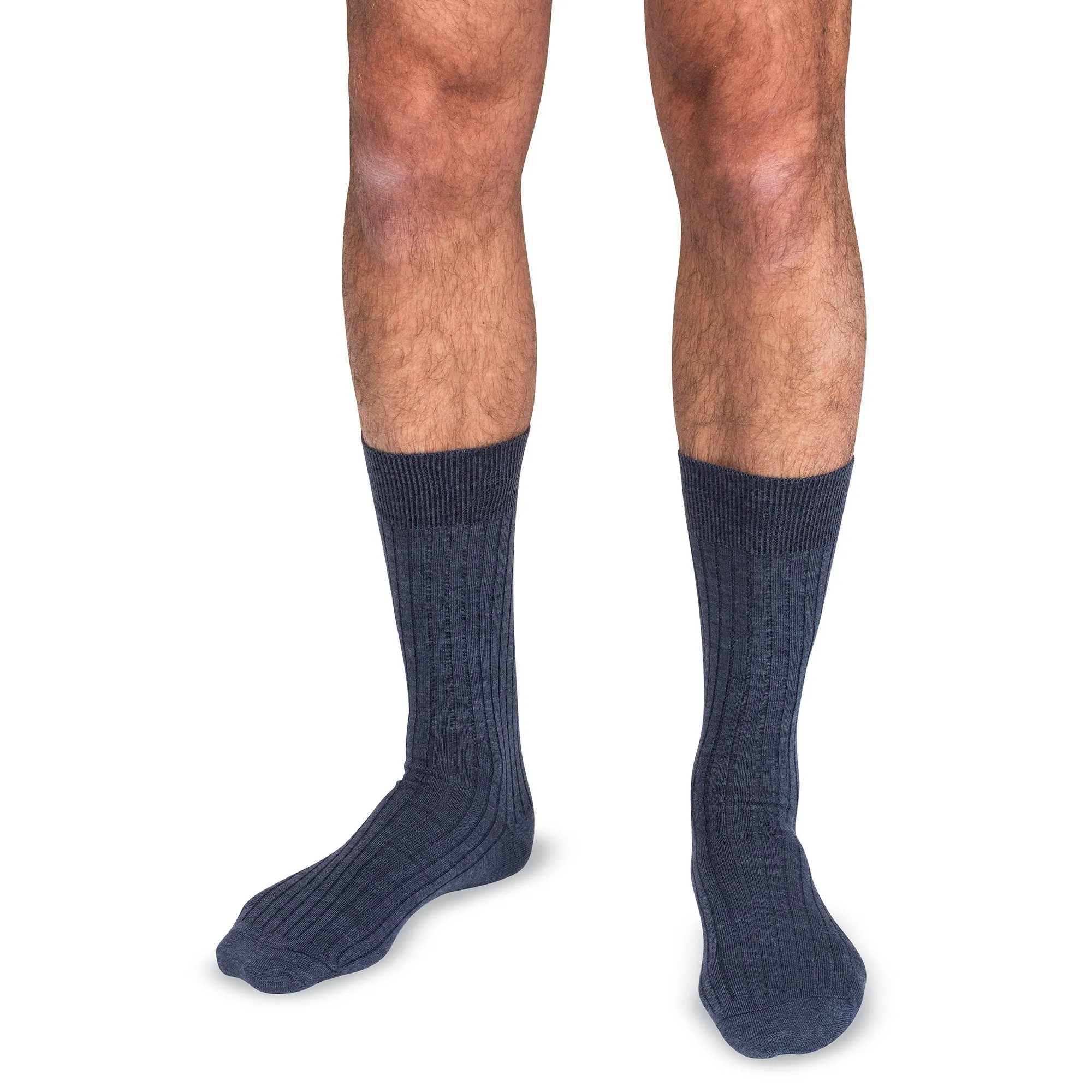 Denim Heather Merino Wool Mid Calf Dress Socks