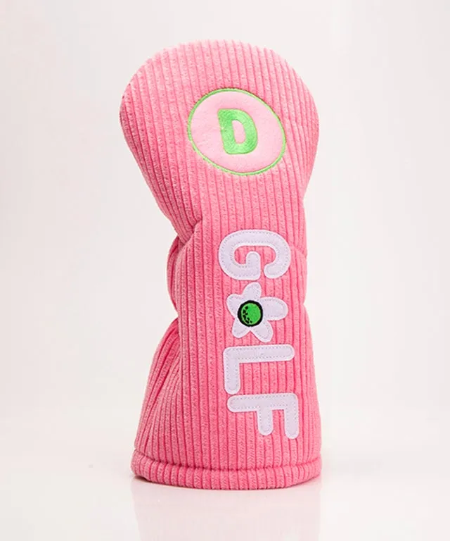 DM Corduroy GOLF Driver Cover Pink