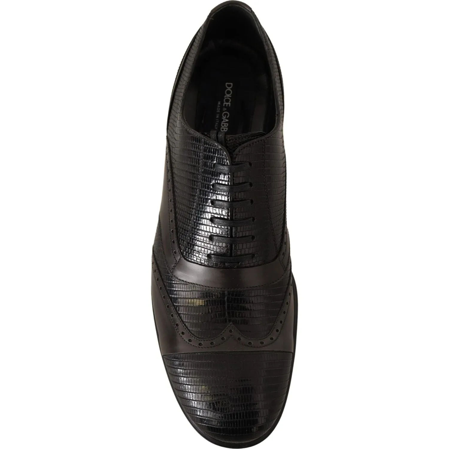 Dolce & Gabbana Elegant Brown Lizard Leather Oxford Shoes