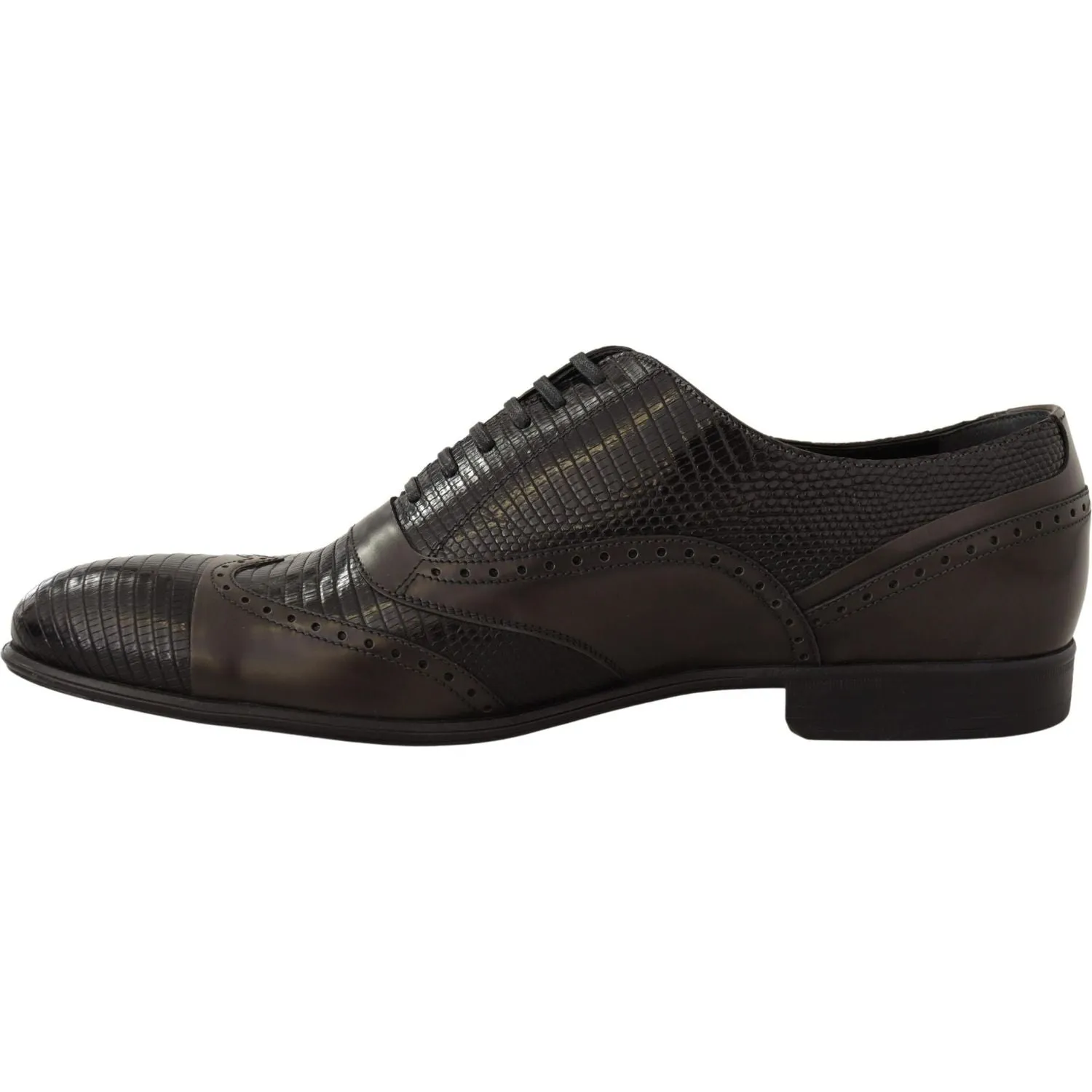 Dolce & Gabbana Elegant Brown Lizard Leather Oxford Shoes