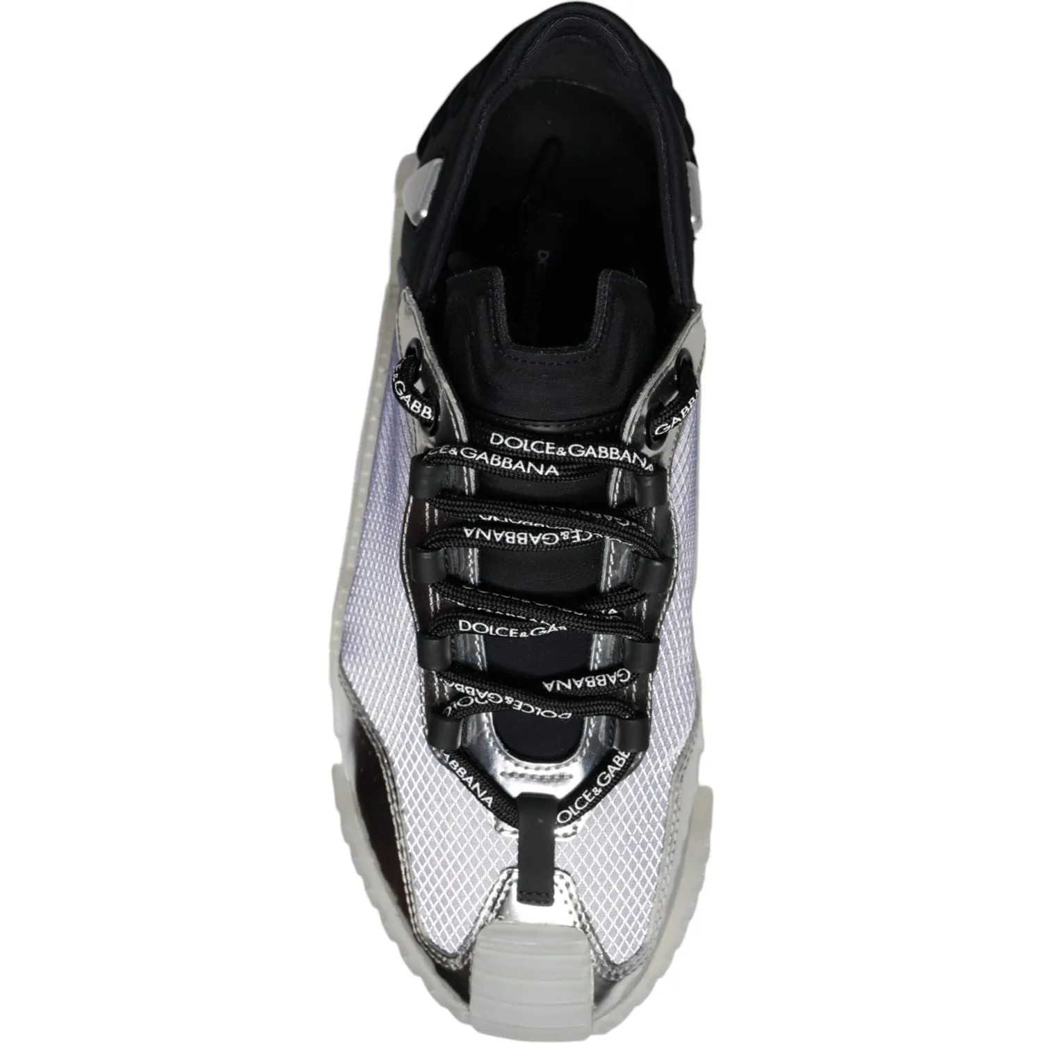 Dolce & Gabbana Silver Black Nylon NS1 Low Top Sneakers Shoes