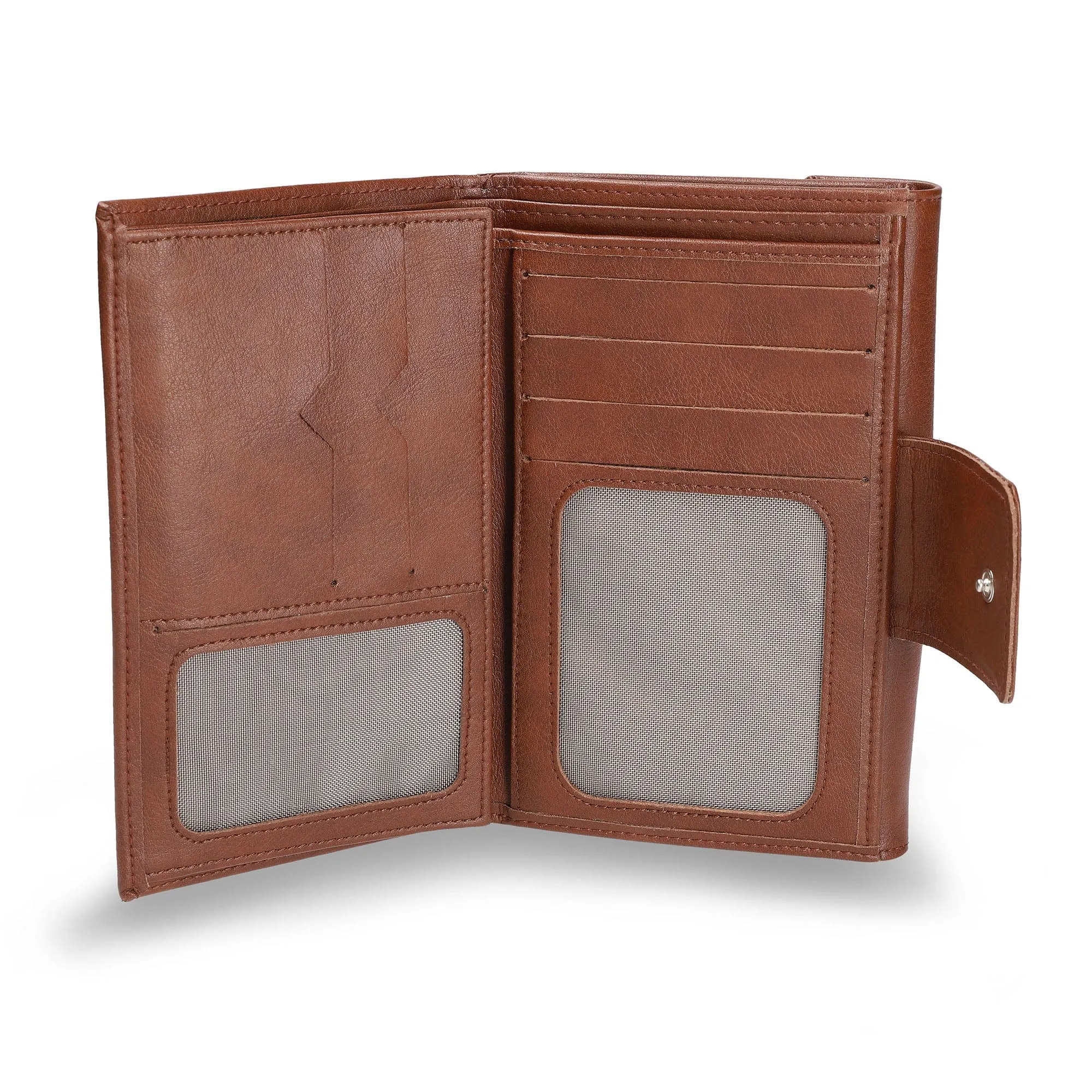 Ella Vegan Leather Bifold Purse Wallet | Brown