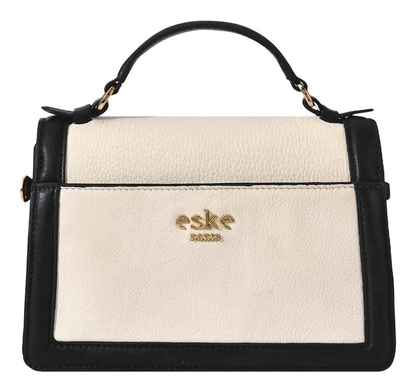 eske Aria Leather Handbag For Women (Black Vanilla)