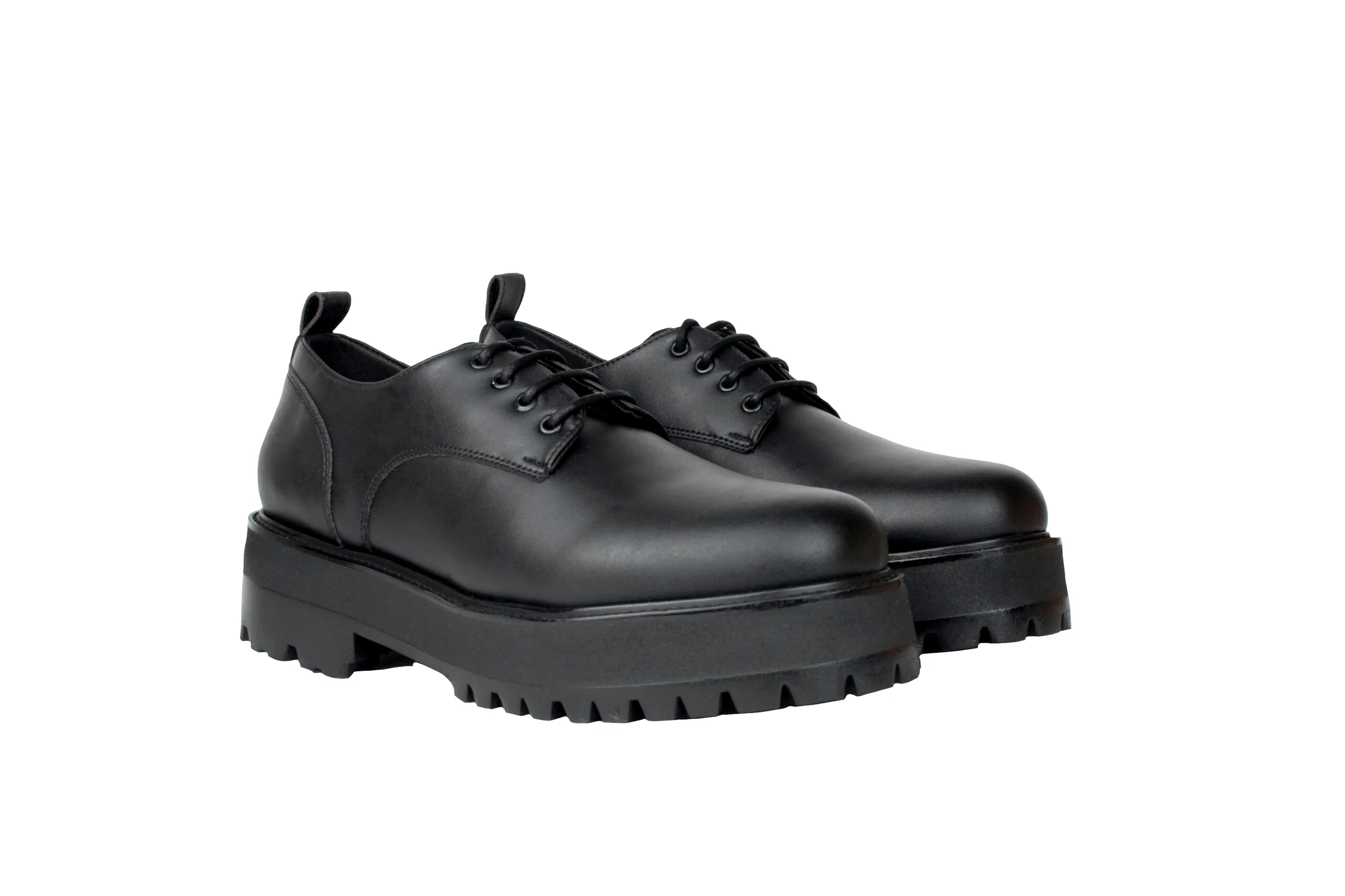 Farah Unisex Vegan Leather Chunky Derby | Black