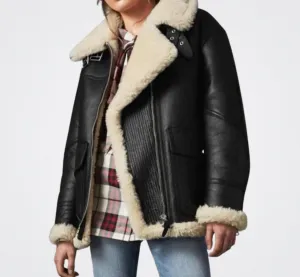 fur collar leather jacket women's