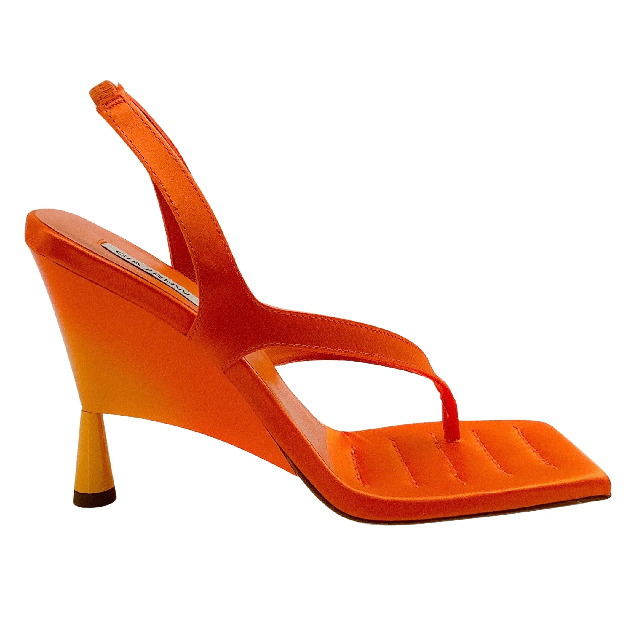 GIA / RHW Orange Satin Rosie 12 Wedge Sandals