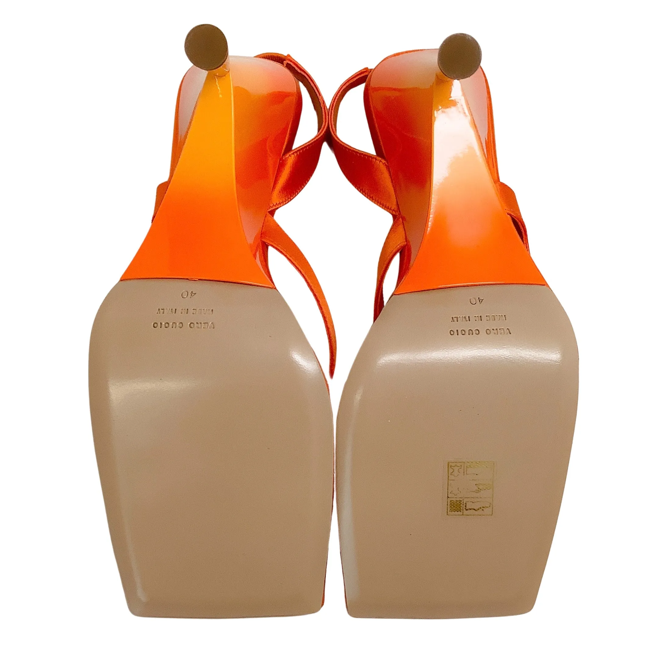 GIA / RHW Orange Satin Rosie 12 Wedge Sandals