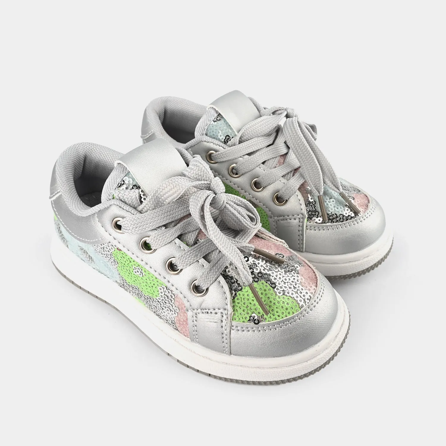 Girls Sneaker 703-9-SILVER