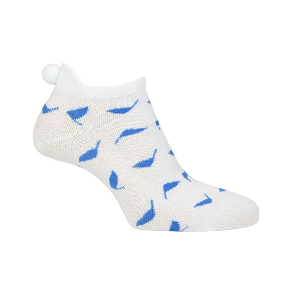 Glenmuir Women's Eugenie Patterned Golf Socks - White/Tahiti Flags