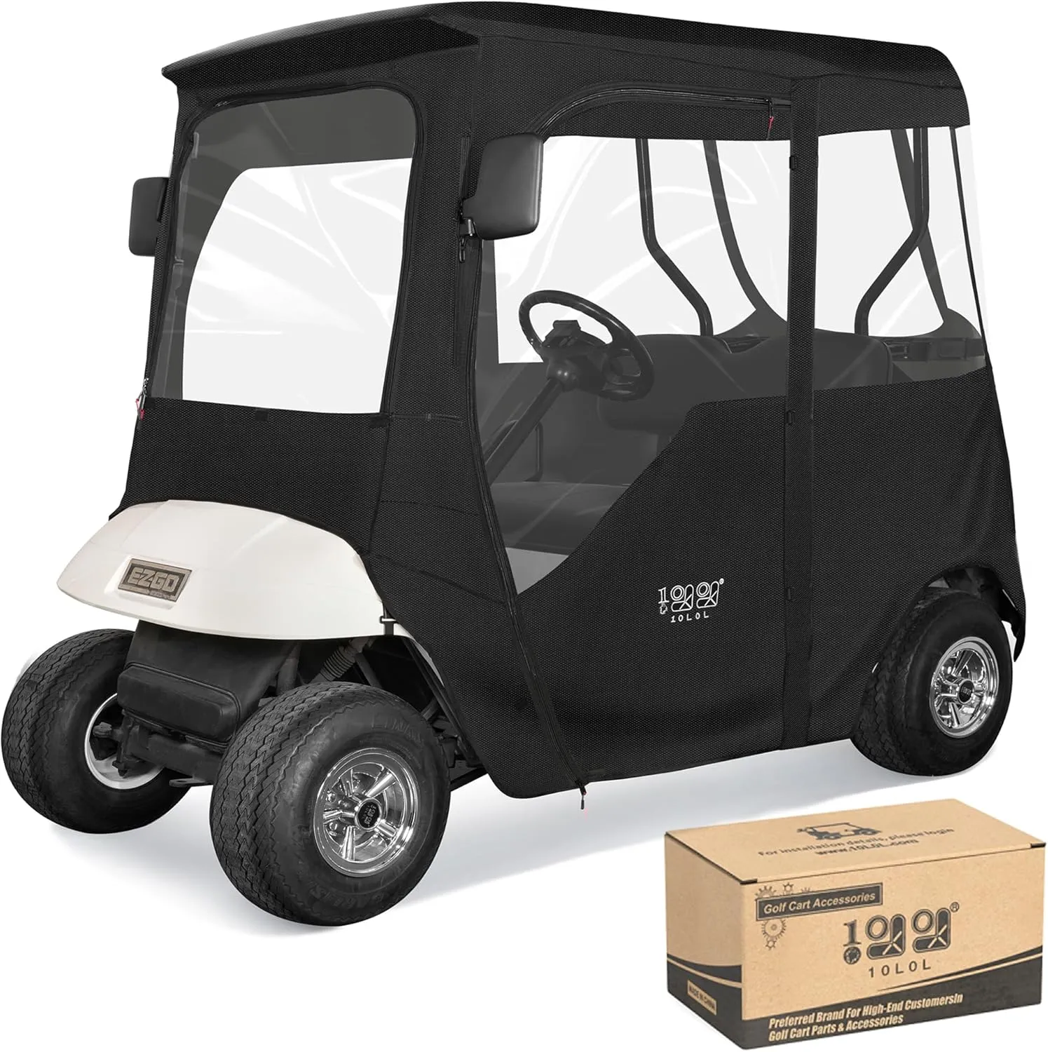 Golf Cart Enclosure with 2 Door Zippers for EZGO TXT/RXV 600D Rain Cover - 10L0L