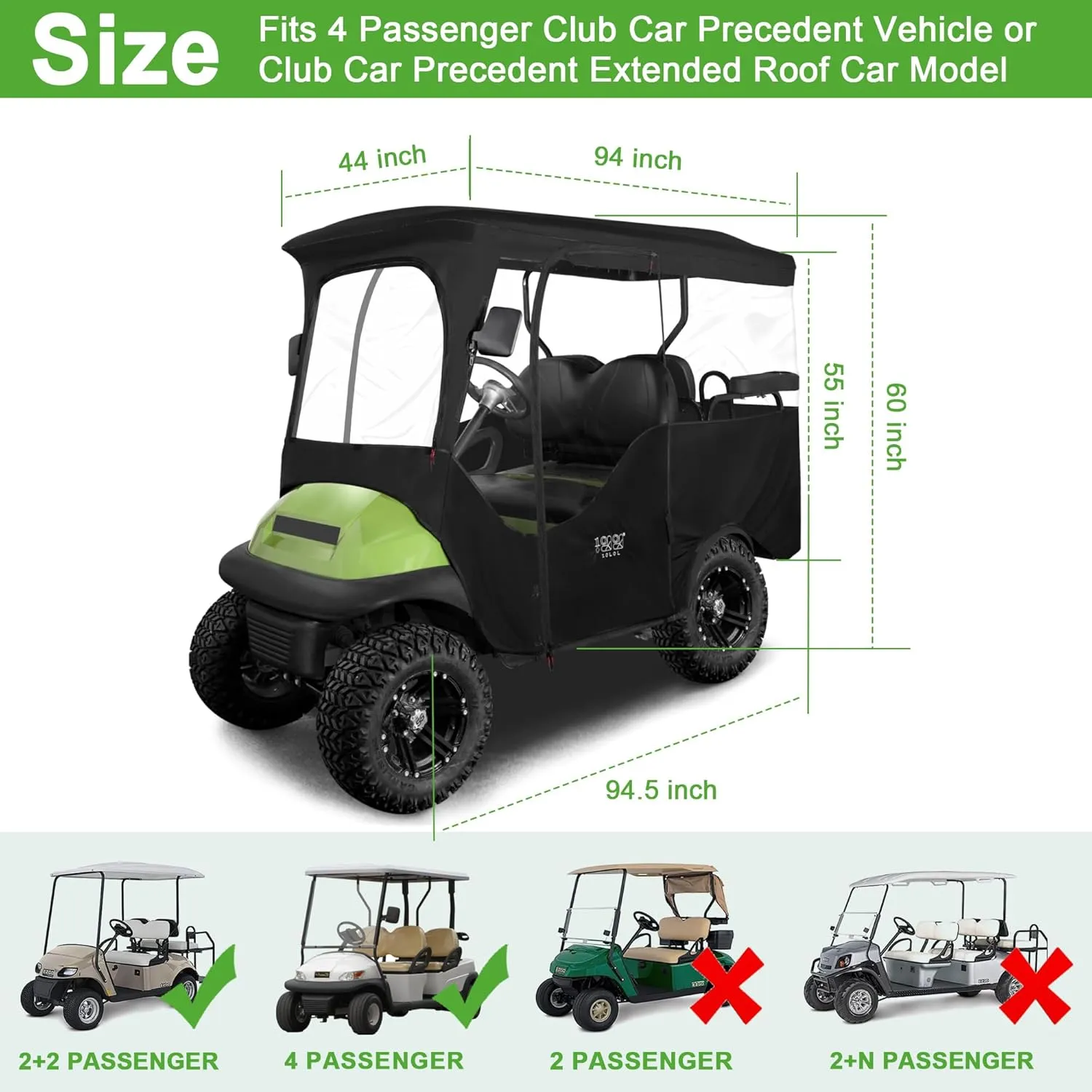 Golf Cart Enclosures for Club Car Precedent Extended Roof - 10L0L