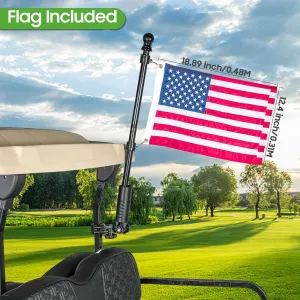 Golf Cart Flag Holder 2 Pack Flag Pole Kit for Yamaha Club Car EZGO - 10L0L