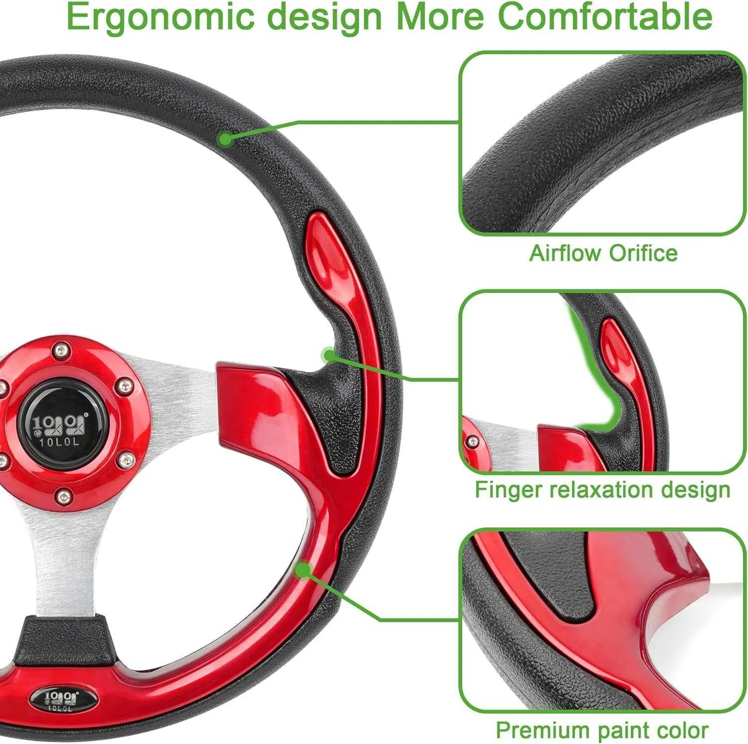 Golf Cart Steering Wheel Universal 12.5 Inch For EZGO Club Car Yamaha - 10L0L