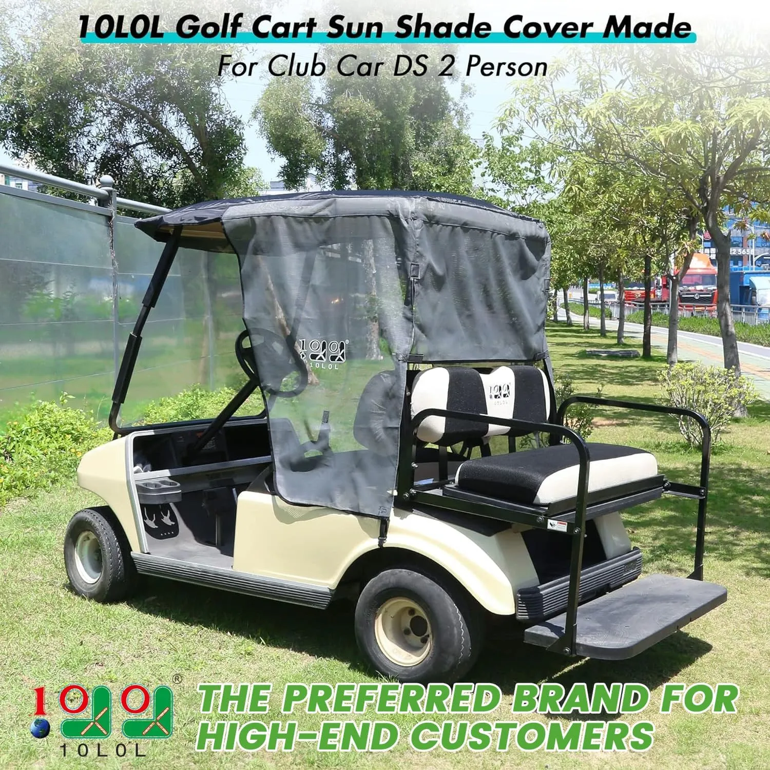 Golf Cart Sun Shade Cover for Club Car DS Enhances Visibility and Blocks Glare