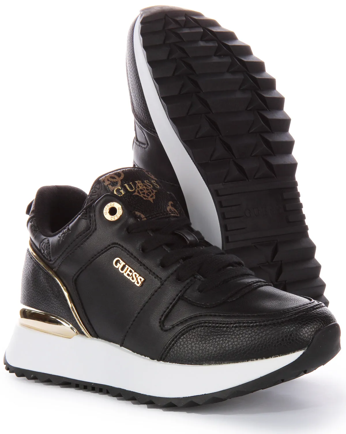 Guess Kaddy Peony Logo In Black Gold For Women