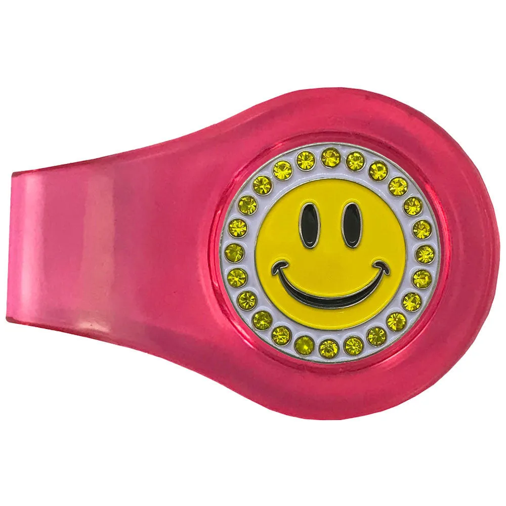 Happy Face Golf Ball Marker With Colored Clip