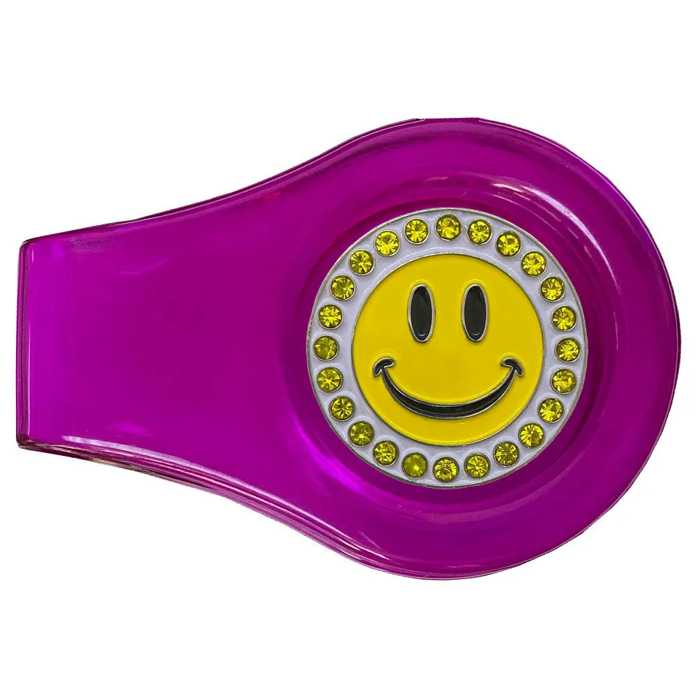 Happy Face Golf Ball Marker With Colored Clip