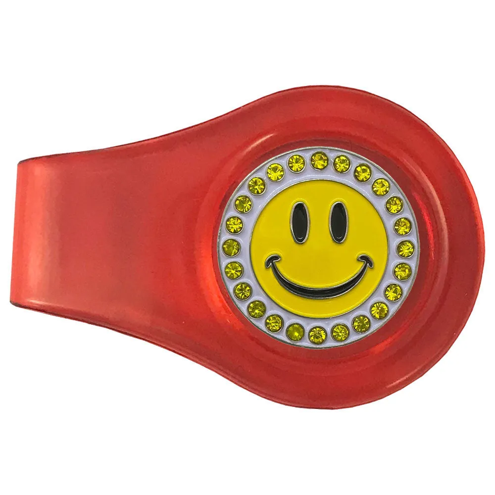 Happy Face Golf Ball Marker With Colored Clip