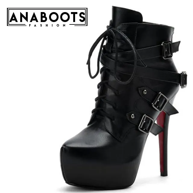 high heel punk rivets ankle boots