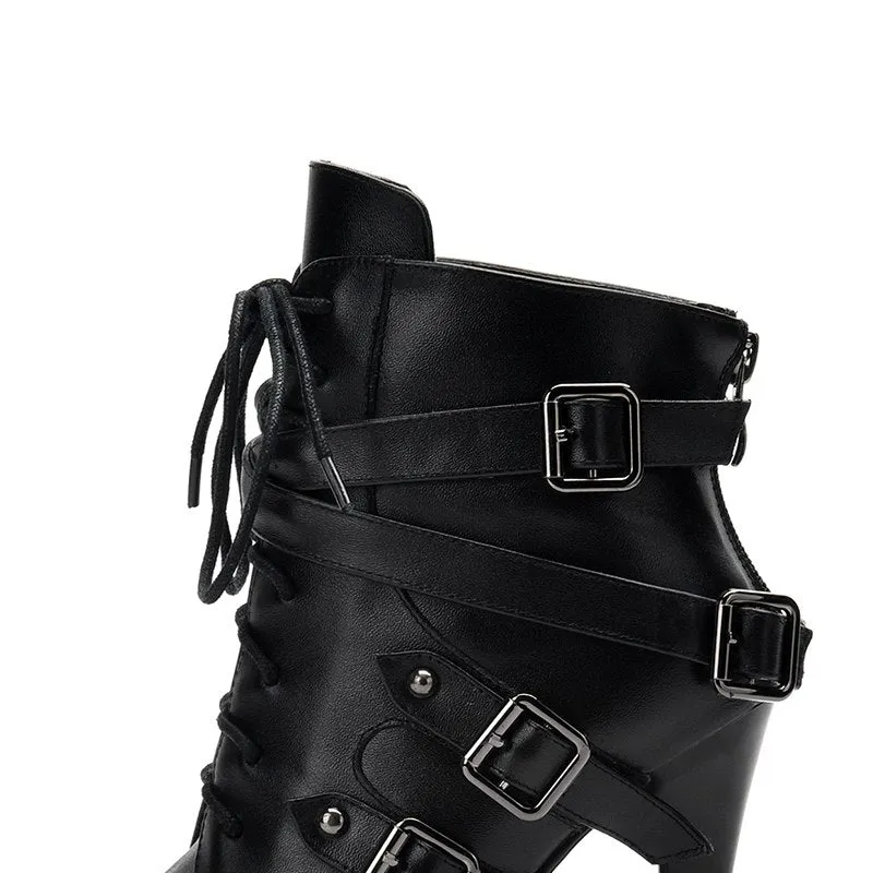 high heel punk rivets ankle boots