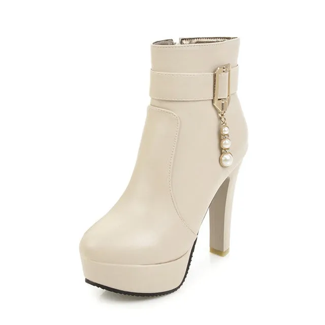 High Heels Zip Up Ankle Boots Winter