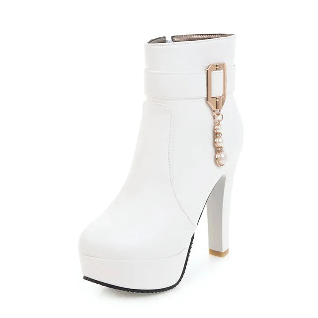 High Heels Zip Up Ankle Boots Winter