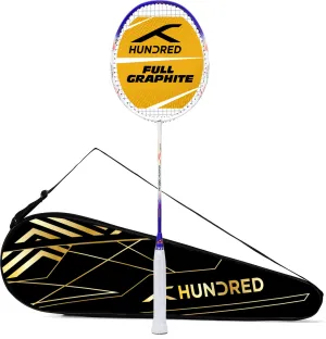 Hundred Powertek 1000 Pro Full Graphite Shaft Strung Badminton Racquet (White)