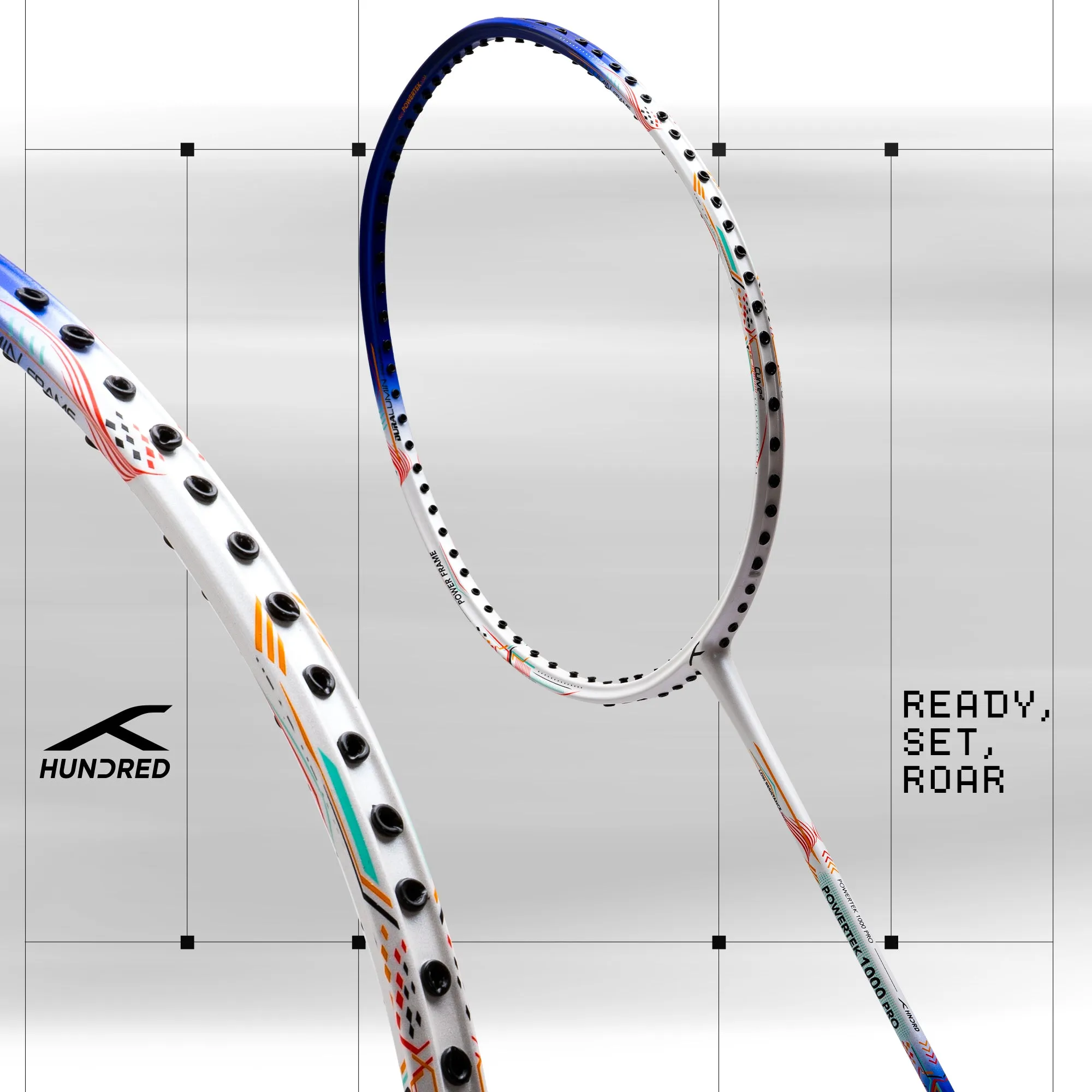 Hundred Powertek 1000 Pro Full Graphite Shaft Strung Badminton Racquet (White)