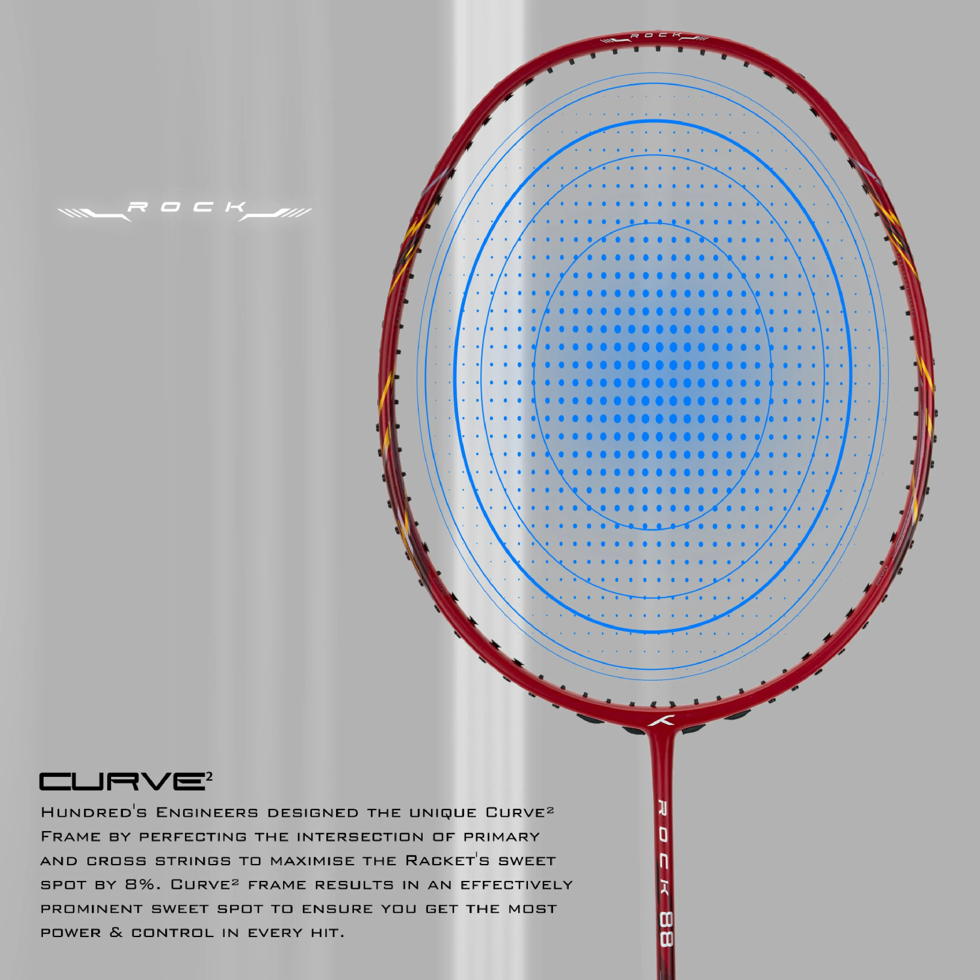 Hundred ROCK 88 Japan Made Graphite Unstrung Badminton Racquet (Red)