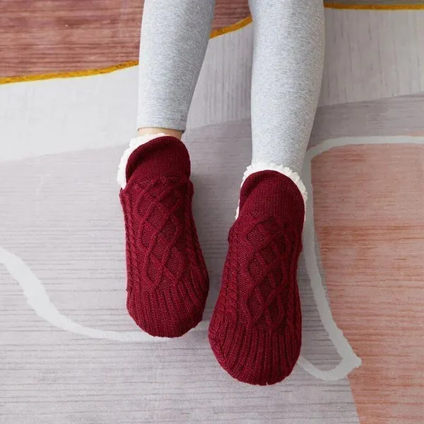 Indoor Non-slip Thermal Heating Fleece Heat Holder Winter Socks For Women