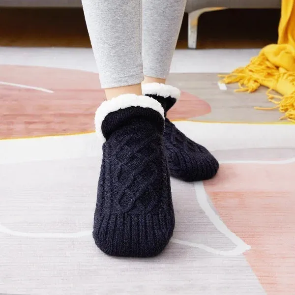 Indoor Non-slip Thermal Heating Fleece Heat Holder Winter Socks For Women