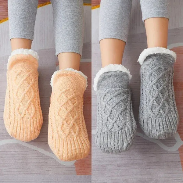 Indoor Non-slip Thermal Heating Fleece Heat Holder Winter Socks For Women