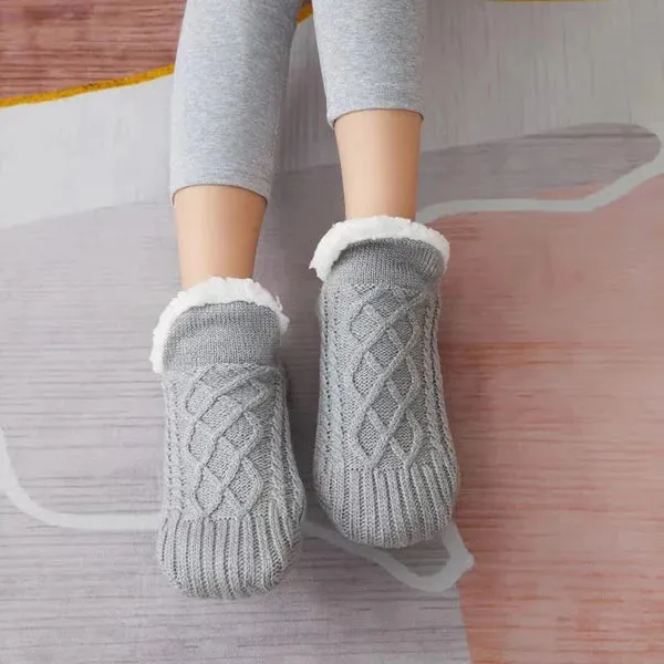 Indoor Non-slip Thermal Heating Fleece Heat Holder Winter Socks For Women