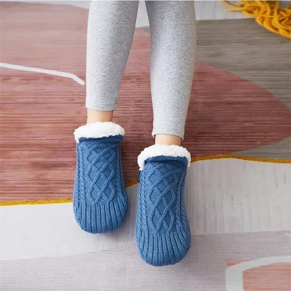 Indoor Non-slip Thermal Heating Fleece Heat Holder Winter Socks For Women