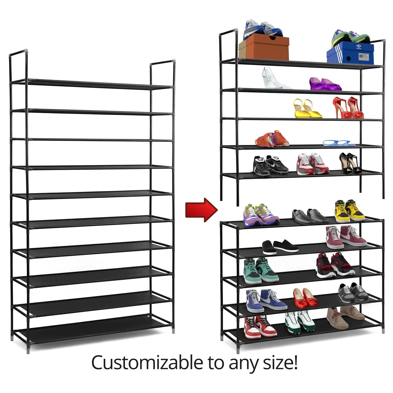 Jazame 10 Tier 50 Pair Shoe Rack Storage Organizer