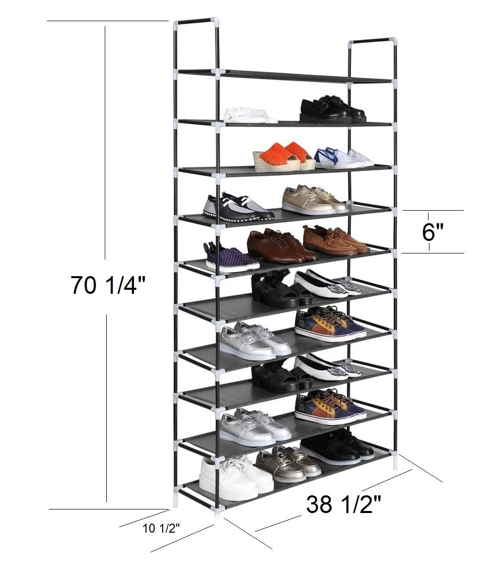 Jazame 10 Tier 50 Pair Shoe Rack Storage Organizer