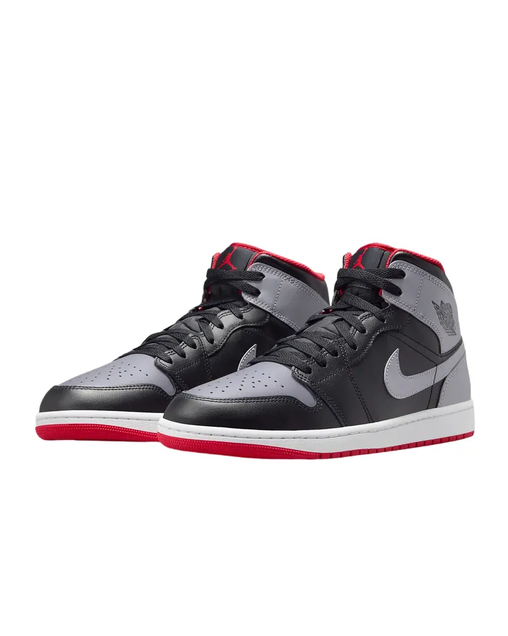 Jordan scarpa sneakers da uomo Air Jordan 1 Mid DQ8426-006 nero grigio rosso