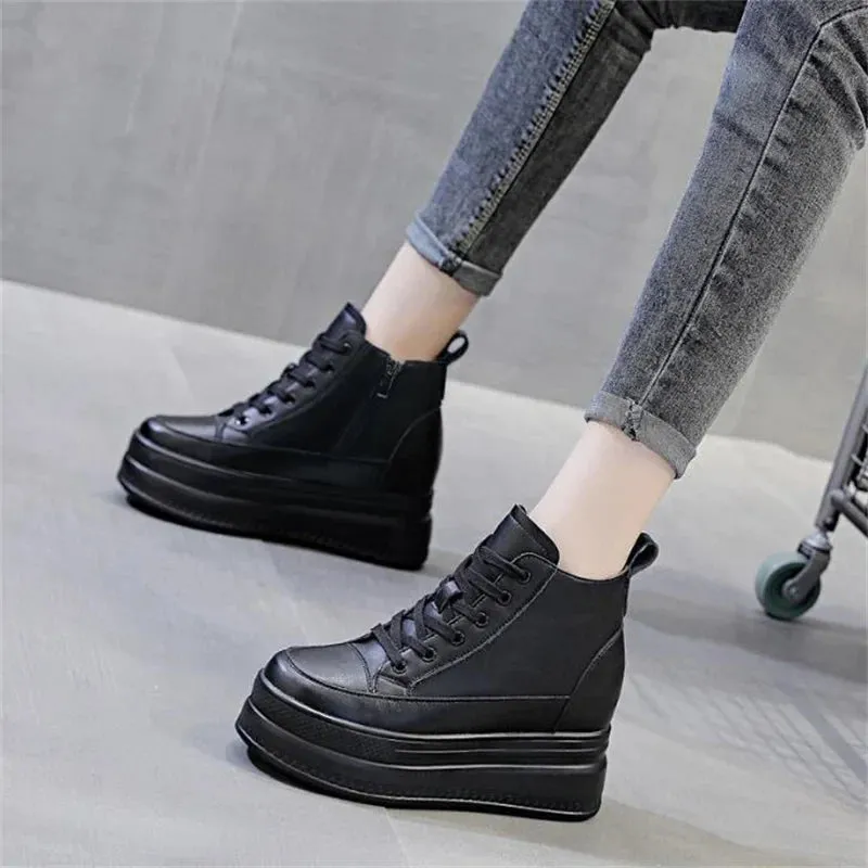 Joskaa 2024 New Black Platform High Top Women Sneakers